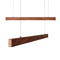 Two Long Rectangular Natural Wood Grain Pendant Lights Hanging with Thin Strings 3d model