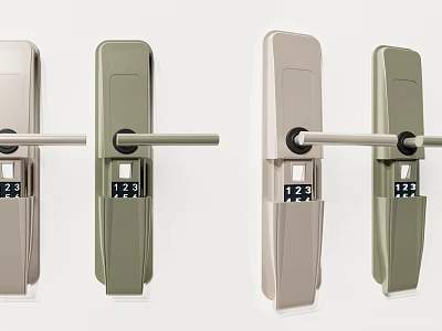 Modern Digital Door Handles with Keypad Locks in Various Colors for Home Security 3d model