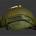Green Tactical Military Helmet With Yellow Felt Pads Metal Fittings And Side Design