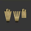 Golden Diamond Encrusted Luxury Bracelets With Multiple Ring Structures Design 3d model