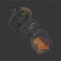 3D Rendered Fortress Structure With Circular Walls Orange Roof And White Building