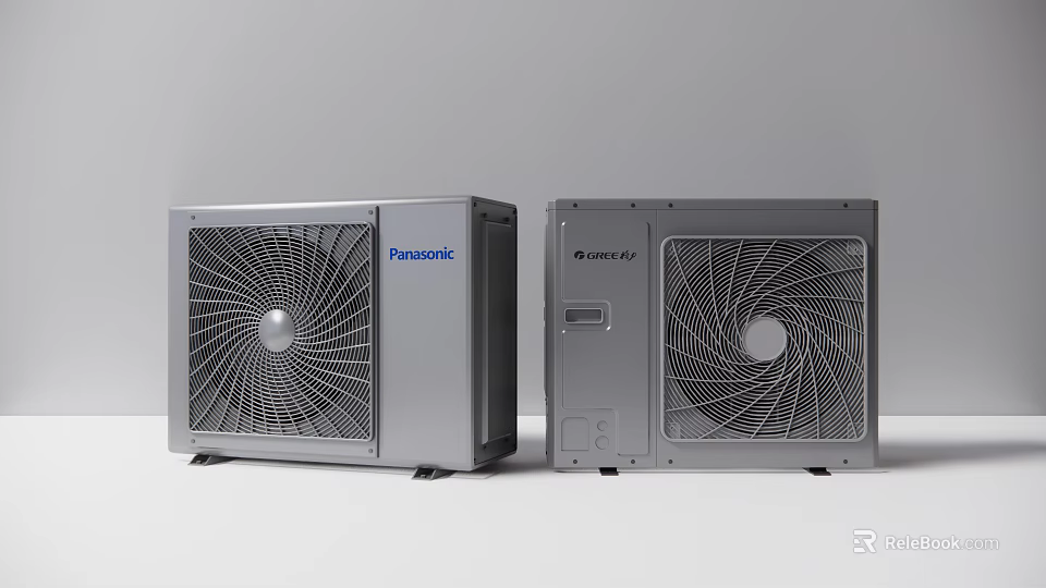 Panasonic And GREE Silver Air Conditioner Fan Outdoor Units With Modern Design 3d model 