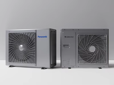 Panasonic And GREE Silver Air Conditioner Fan Outdoor Units With Modern Design 3d model