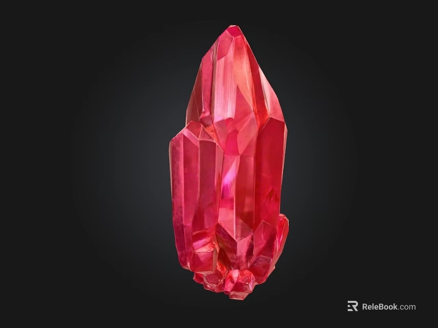 Vibrant Red Crystal Stone and Natural Wood Decorative Piece for Home Interiors 3d model 
