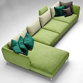 Modern Multi Colored Sofa Set Collection With L Shaped Three Seater And Various Pillows 3d model
