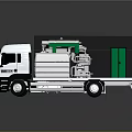 MAN White Industrial Flatbed Truck With Green Mechanical Equipment Mounted On Chassis