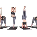 Women Practicing Various Yoga Poses On Mats With Human Engine Theme