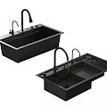 Black Kitchen Sink Double Bowl Design With Faucet For Modern Kitchen Use