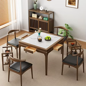 New Chinese Tea Table and Chair Table and Chair Combination Dining Table and Chair 3d model