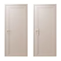 Modern Interior Beige Swing Doors With Vertical Panels And Golden Handles