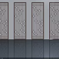 Modern Four Panel Hinged Doors With Intricate Geometric Laser Cut Patterns 3d model