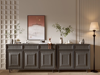 Modern Black Wood Grain Entrance Cabinet Sideboard Cabinet Balcony Cabinet Storage Cabinet Entrance Cabinet 3d model