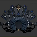 Fantasy Character In Blue Cloak With Mythical Bird Inspired Crown And Armor