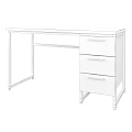 Modern Simple Desk With Wooden Top Black Metal Frame And Three Drawers