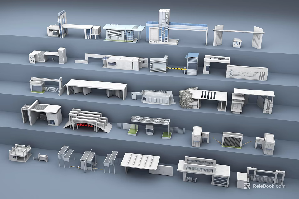 Modern Entrance Gates Design With Various Structural Styles And Architectural Elements 3d model 