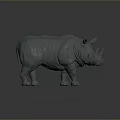 Detailed 3D Rhinoceros Model In Gray With Realistic Texture And Form