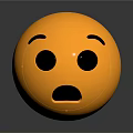 Yellow Surprised Emoji Face With Black Eyes And Open Mouth On Gray Background