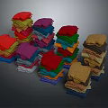 Colorful Apparel Fabric Stacks Neatly Piled in Various Vibrant Colors