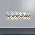 Modern Geometric Chandelier Interior With Metallic Spike Design Gold White Finish And Shadow Effect