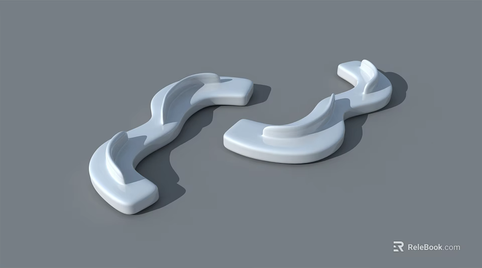 Outdoor Chair with White Curved Wavy Frame and Modern Contemporary Design 3d model 