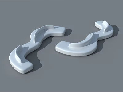 Outdoor Chair with White Curved Wavy Frame and Modern Contemporary Design 3d model