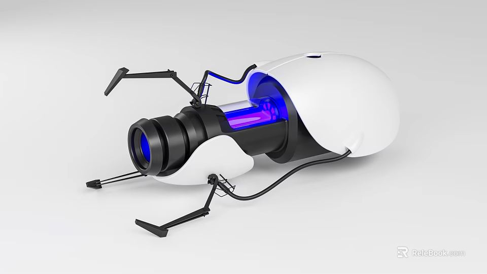 Innovative White Tech Device Design With Blue Light And Black Mechanical Supports 3d model 