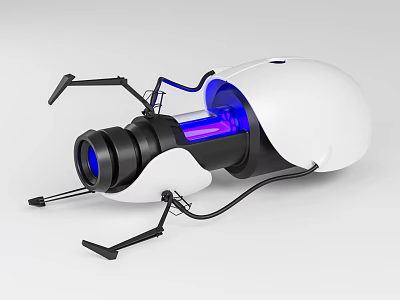 Innovative White Tech Device Design With Blue Light And Black Mechanical Supports 3d model