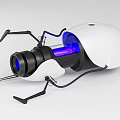 Innovative White Tech Device Design With Blue Light And Black Mechanical Supports