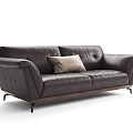 Antique Three-Seat Sofa Modern American Vintage Dark Brown Sofa 3d model