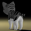 Cute Cartoon Reptile With White Body Gray Stripes And Pink Ears
