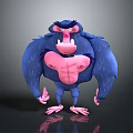 Muscular Blue Ape Game Character With Fierce Expression In Cartoon 3D Style