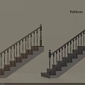 Modern Wooden and Metal Railings for Stairs with White Steps in Poliform Design
