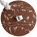 Elegant Brown Round Rug With White Abstract Patterns For Home Decor 3d model