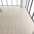 Light Beige Floor Tiles In Modern Interior With Polished Surface And Large Windows 3d model