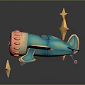 Playful Cartoon Blue Airplane Featuring Red Yellow Stars Decorations And Falling Stars Coins