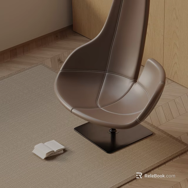 Modern Brown Leather Massage Chair On Carpet With Side Book 3d model 