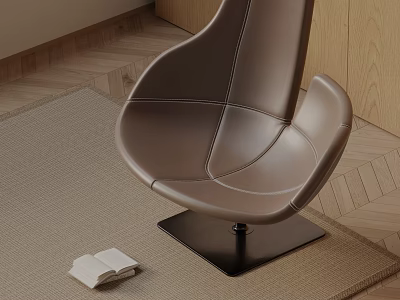 Modern Brown Leather Massage Chair On Carpet With Side Book 3d model