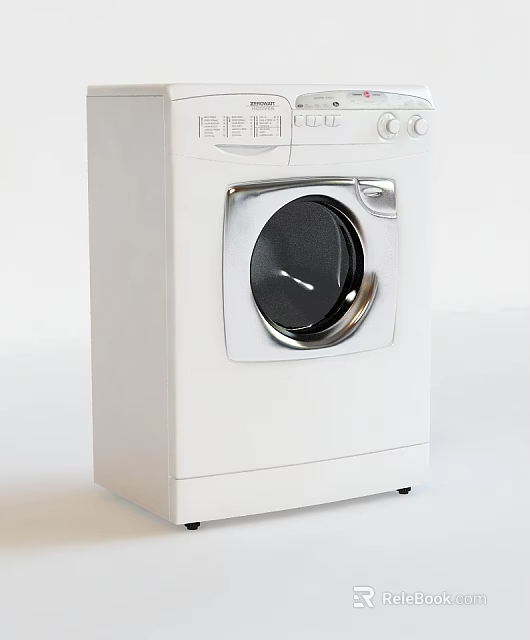 White Front Loading Washing Machine With Modern Control Panel And Sleek Design 3d model 