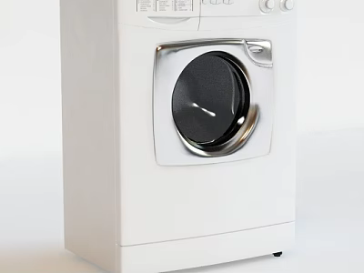 White Front Loading Washing Machine With Modern Control Panel And Sleek Design 3d model