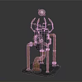 Steampunk Style Equipment With Black Main Body Copper Pipes Top Blue Gemstone And Square Base