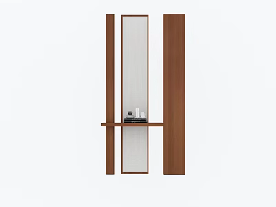 Modern Wooden Room Divider Cabinet With Glass Panel And Decorative Shelf 3d model