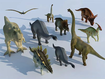 Colorful Detailed Dinosaur Reptile Models Showcasing Various Species And Features 3d model