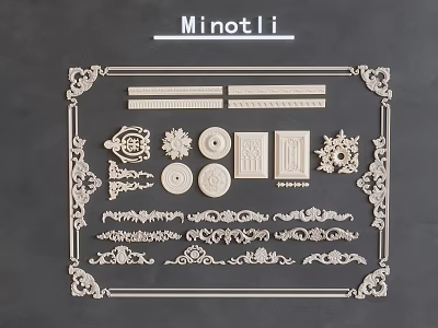Intricate Ornate Decorative Lines With Carvings Frames And Minotli Designs 3d model