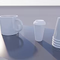 Tableware Set Featuring Large Mug Paper Cup With Lid And Stacked Cone Cups 3d model