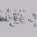 Diverse Group of People Standing in Open Outdoor Area with Shadows