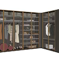 Modern Corner Wardrobe With Multiple Compartments Hanging Clothes Hats Shoes And Storage Boxes 3d model