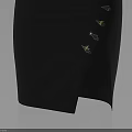 Stylish Black Skirt With Belt Metal Studs And Split Design 3d model