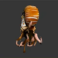 Nautilus With Orange And White Spiral Shell And Curled Tentacles On Dark Background