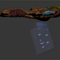 Fantasy Style Curved Bow Weapon With Decorative Red Green Gemstone Accents