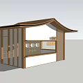 Modern Post Station With Wooden Structure Curved Roof Bar Counter Stools And Windows